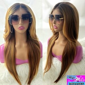 Kimmie" Gold 5 inch deep part,HD Lace Middle Part Synthetic Wig lacefront wig Gl